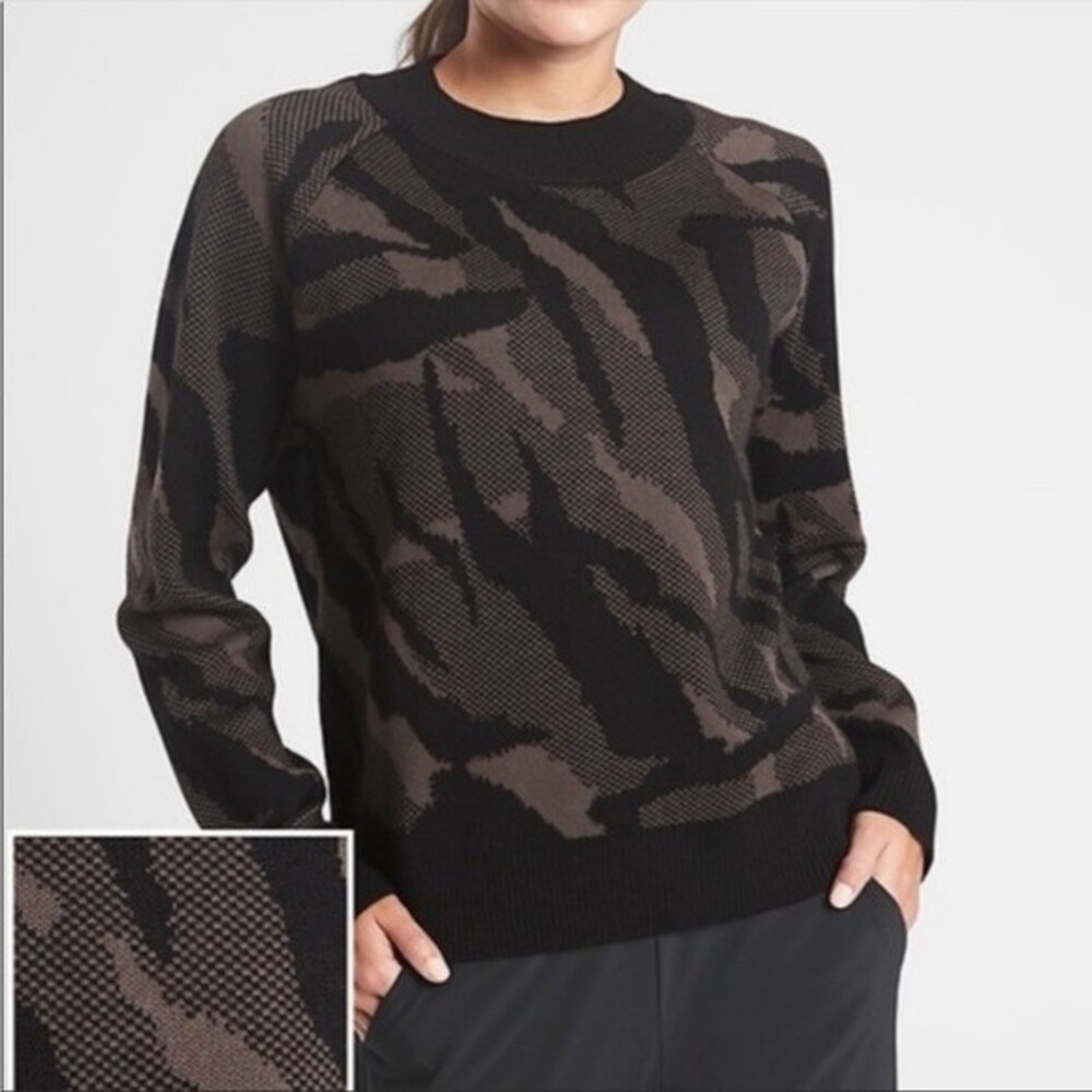 Athleta Merino Wool Textured Crew Sweater in Jacquard Women's Size XS